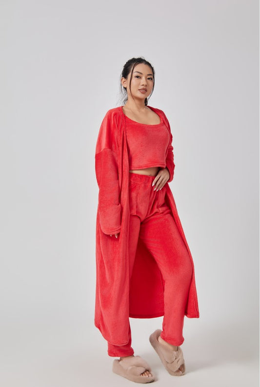 Cozy Pajama Set, 3 Piece Lounge Set, Cute Loungewear, Warm Suit Sets, Matching Set, Lounge Set, 3 Piece Pant Sets, Women - image 2