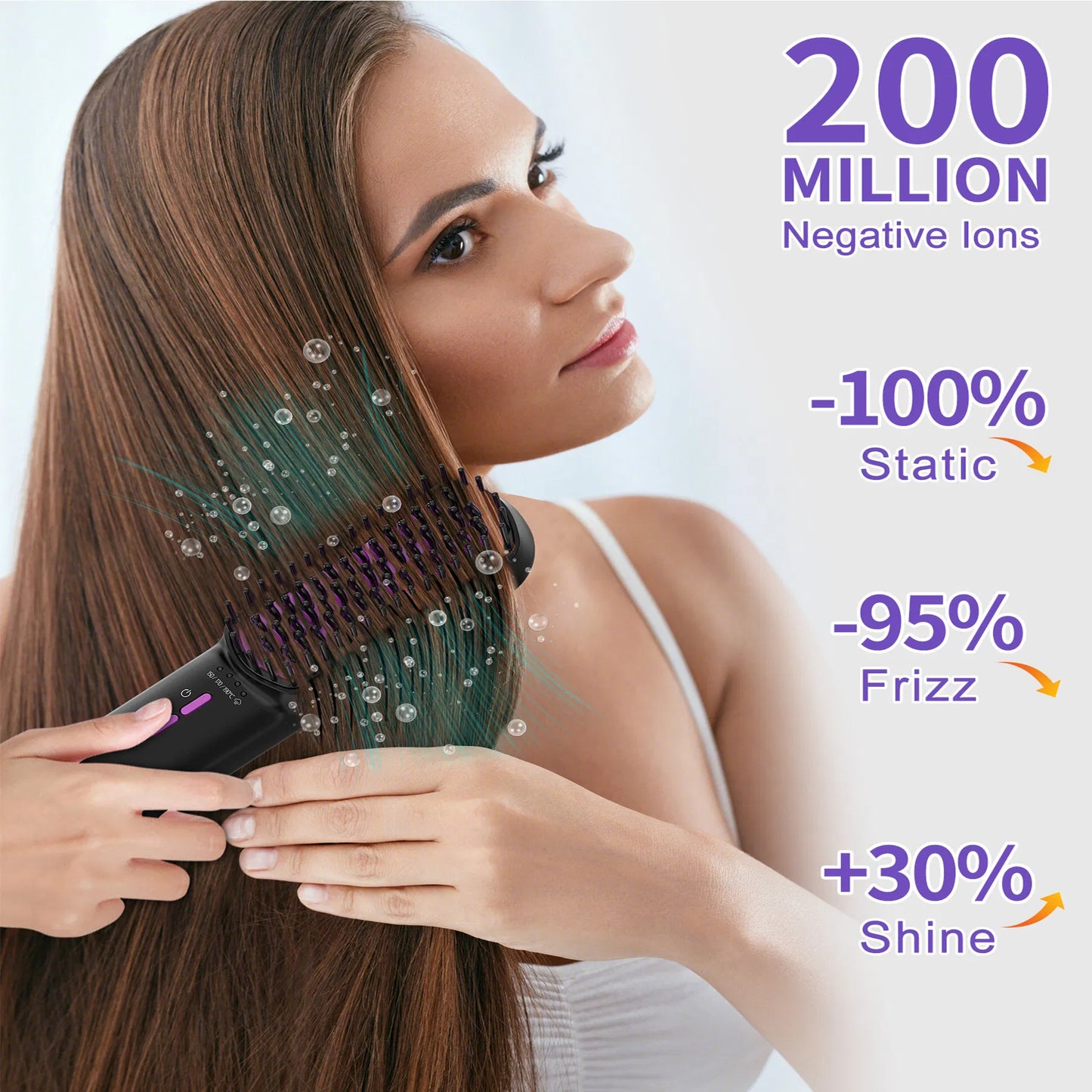 Hair Straightener Brush, Ionic Plus Steam Straightening Brush For Smooth, Anti-frizz Hair, Anti-Scald Ceramic Straighten - image 9