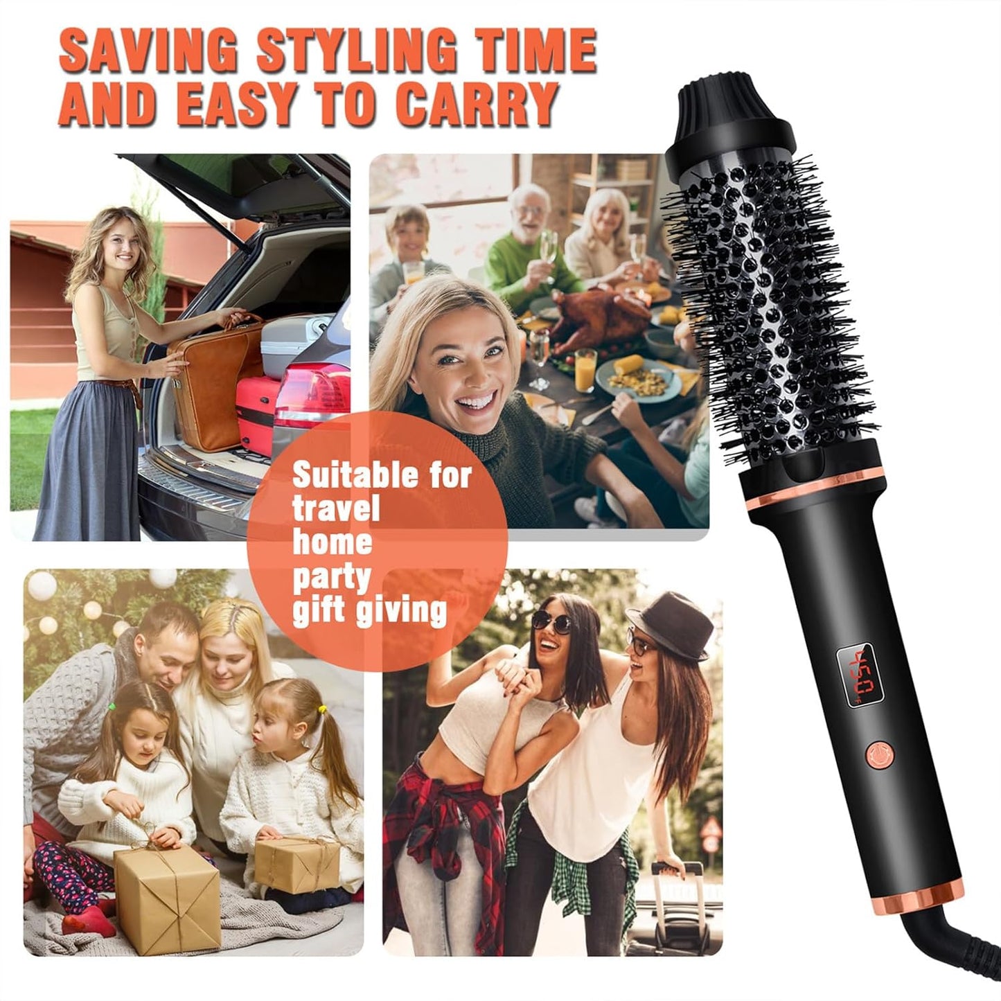 Thermal Brush 1.5 Inch Curling Iron Volumizing Brush Heated Round Brush Ceramic Tourmaline Ionic Curling Comb Dual Volta - image 10