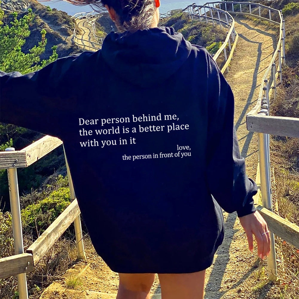 Dear Person Behind Me,the World Is A Better Place,with You In It,love,the Person In Front Of You,Women's Plush Letter Pr - image 10