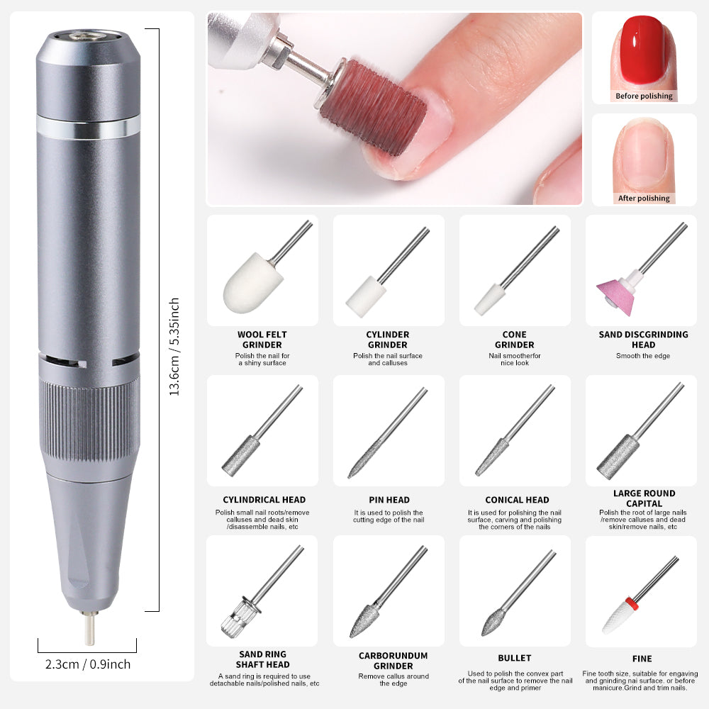 Professional Nail Drill, 40000RPM Electric Nail File For Acrylic Gel Nails Polishing Removing, Rechargeable Portable Cor - image 7