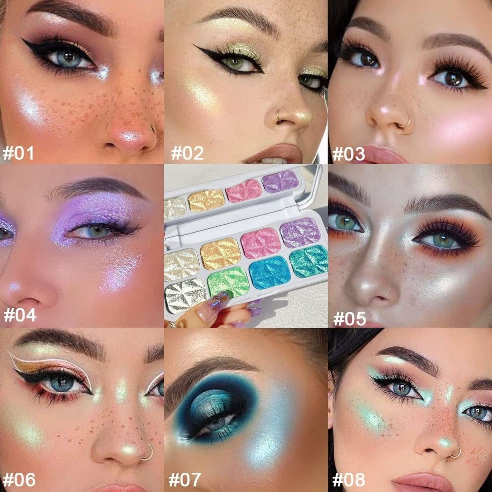 8 Colors Macaron Chameleon Eye Shadow Plate,Shimmer, Glitter, Iridescent Multichrome Holographic Eyeshadow For Face & Ch - image 6