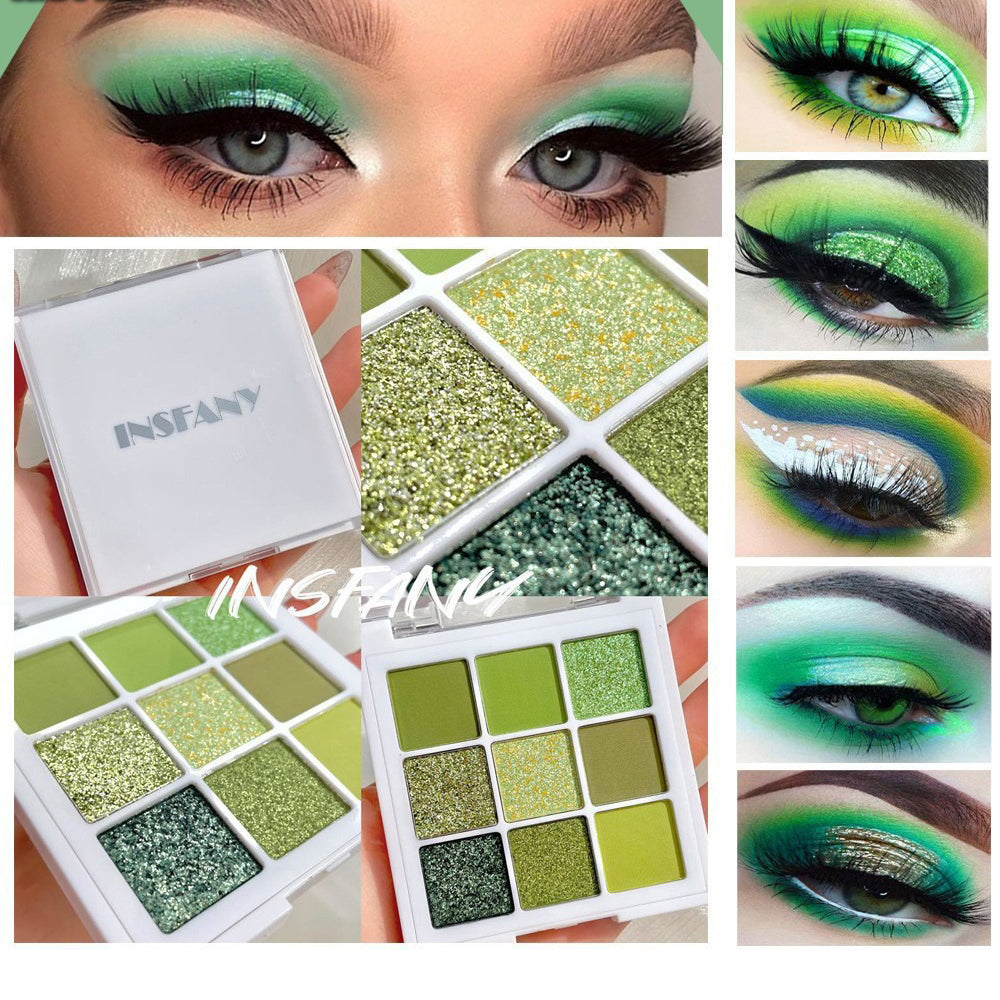 9 Colors Green Eyeshadow Palette, Neutral Matte Shimmer Glitter Eyeshadow Palette For Eye Makeup For Green Eyes - image 4