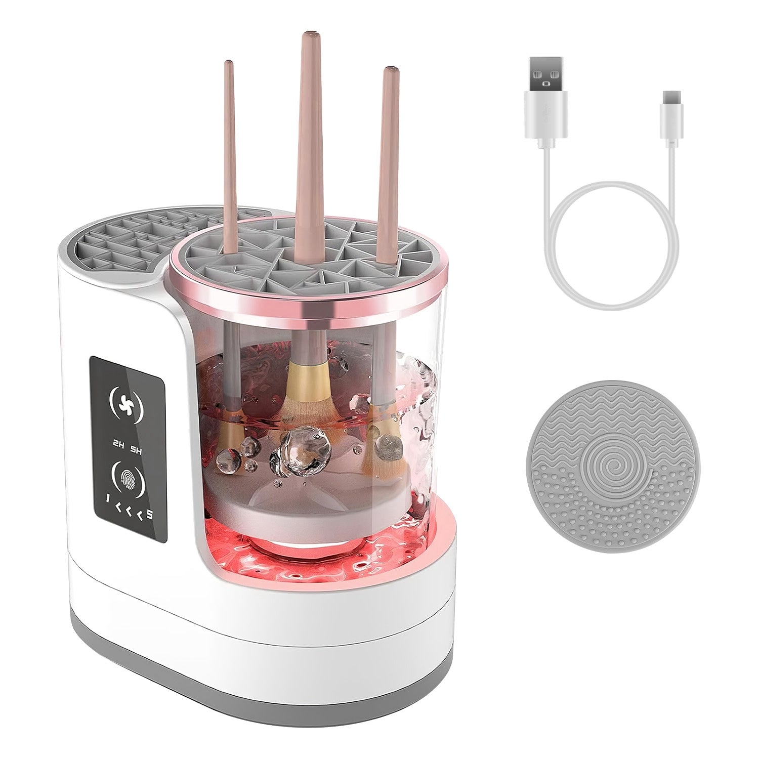 4 In 1 Electric Makeup Brush Cleaner USB Powered Automatic Brush Blender Machine With Timer Digital Display Cleaning Dry - image 2
