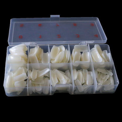 Nail Art 500 Piece Box Armor Pieces Transparent Fully Pasted Half Pasted Pieces Fake Nail Pieces Transparent French Natu - image 2