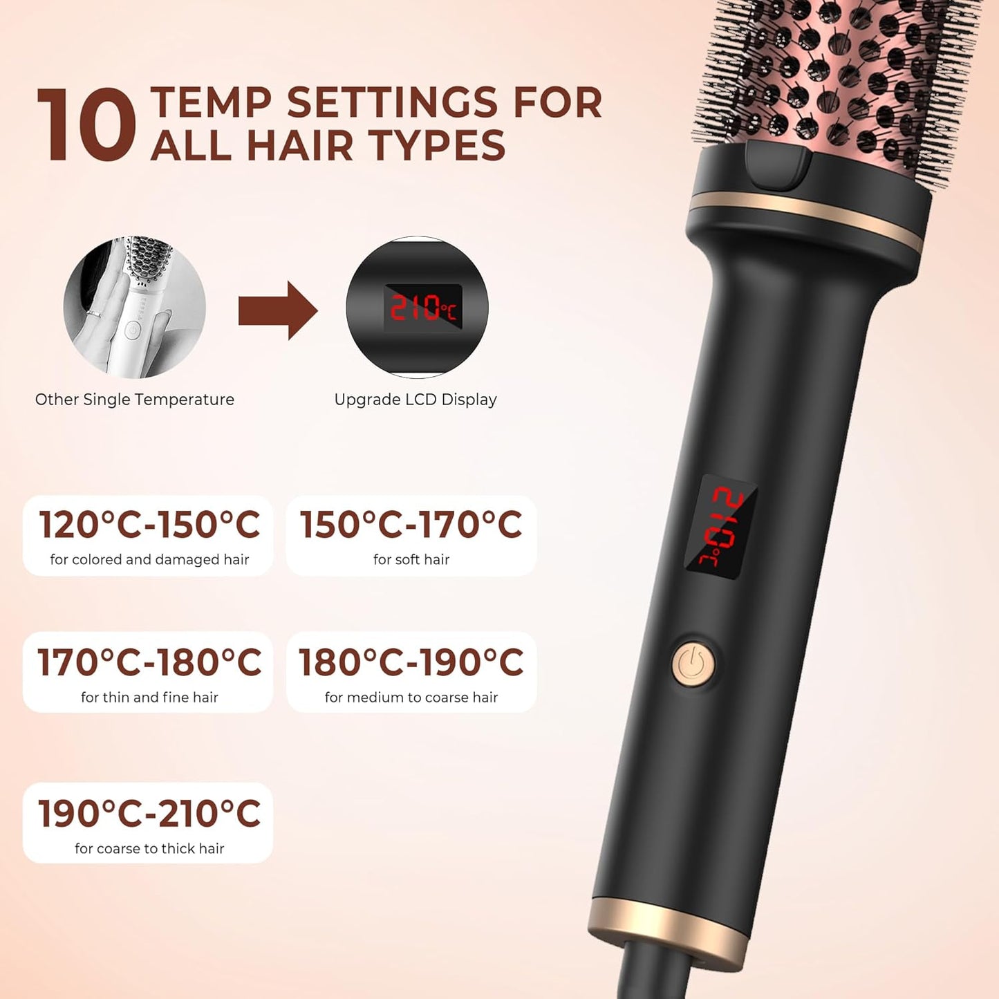 Thermal Brush 1.5 Inch Curling Iron Volumizing Brush Heated Round Brush Ceramic Tourmaline Ionic Curling Comb Dual Volta - image 7