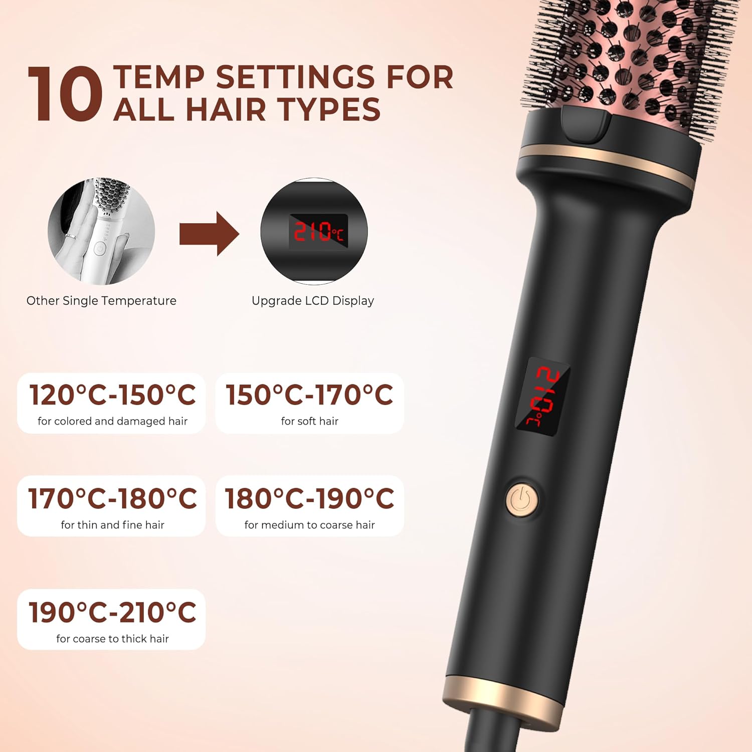 Thermal Brush 1.5 Inch Curling Iron Volumizing Brush Heated Round Brush Ceramic Tourmaline Ionic Curling Comb Dual Volta - image 7