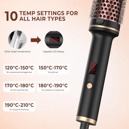 Thermal Brush 1.5 Inch Curling Iron Volumizing Brush Heated Round Brush Ceramic Tourmaline Ionic Curling Comb Dual Volta - image 7