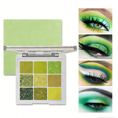 9 Colors Green Eyeshadow Palette, Neutral Matte Shimmer Glitter Eyeshadow Palette For Eye Makeup For Green Eyes - image 3