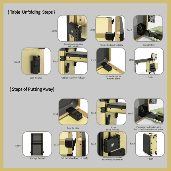 Portable Nail Art Table W/ LED Mirror, Bluetooth, Lockable Drawers, Telescopic Pole - Folding Manicure Station For Salon - image 4