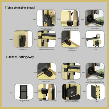 Portable Nail Art Table W/ LED Mirror, Bluetooth, Lockable Drawers, Telescopic Pole - Folding Manicure Station For Salon - image 4