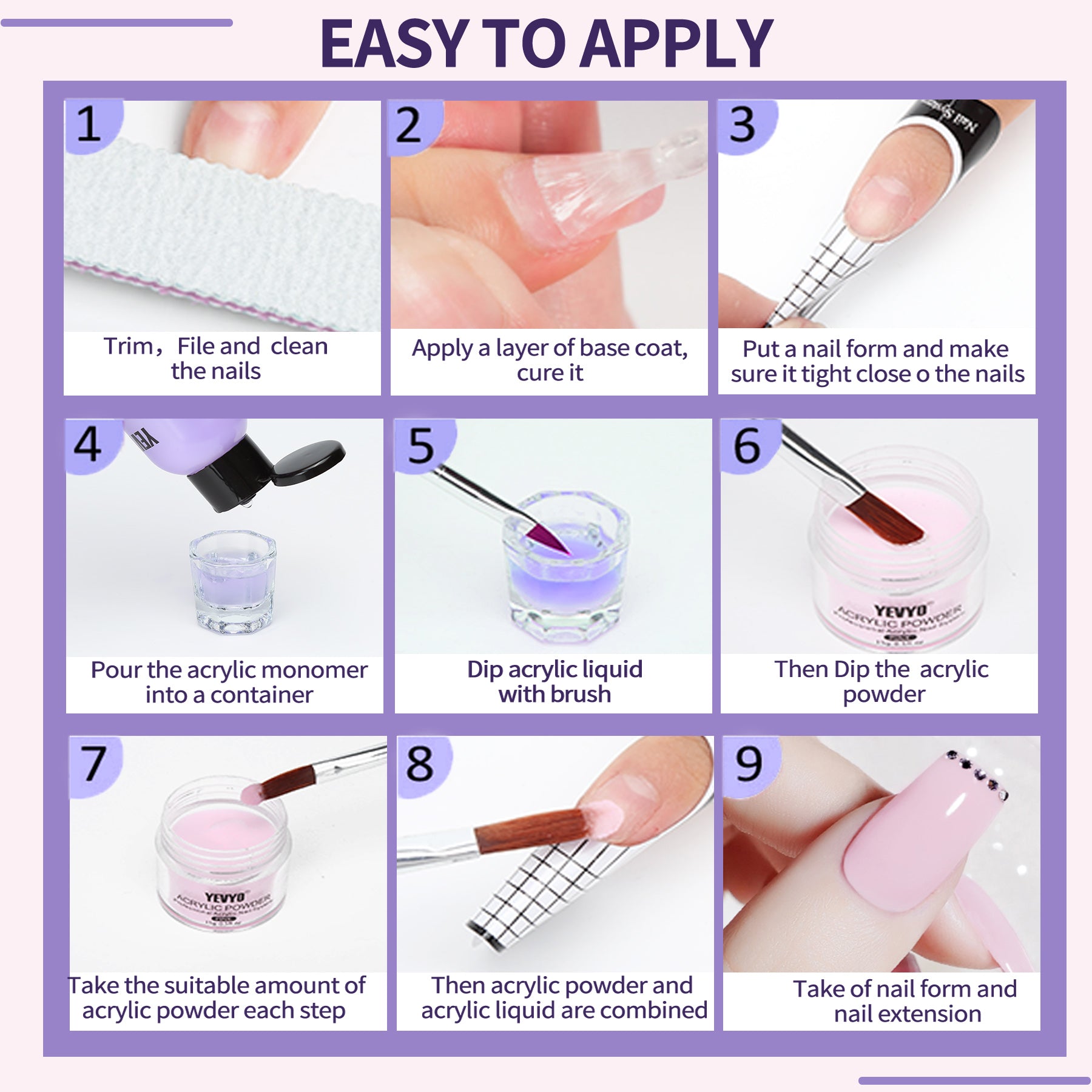 Acrylic Nail Kit, Acrylic Powder And Liquid Set, With Clear, Nude, Pink, White Nail Powder And Monomer, Professional Acr - image 2
