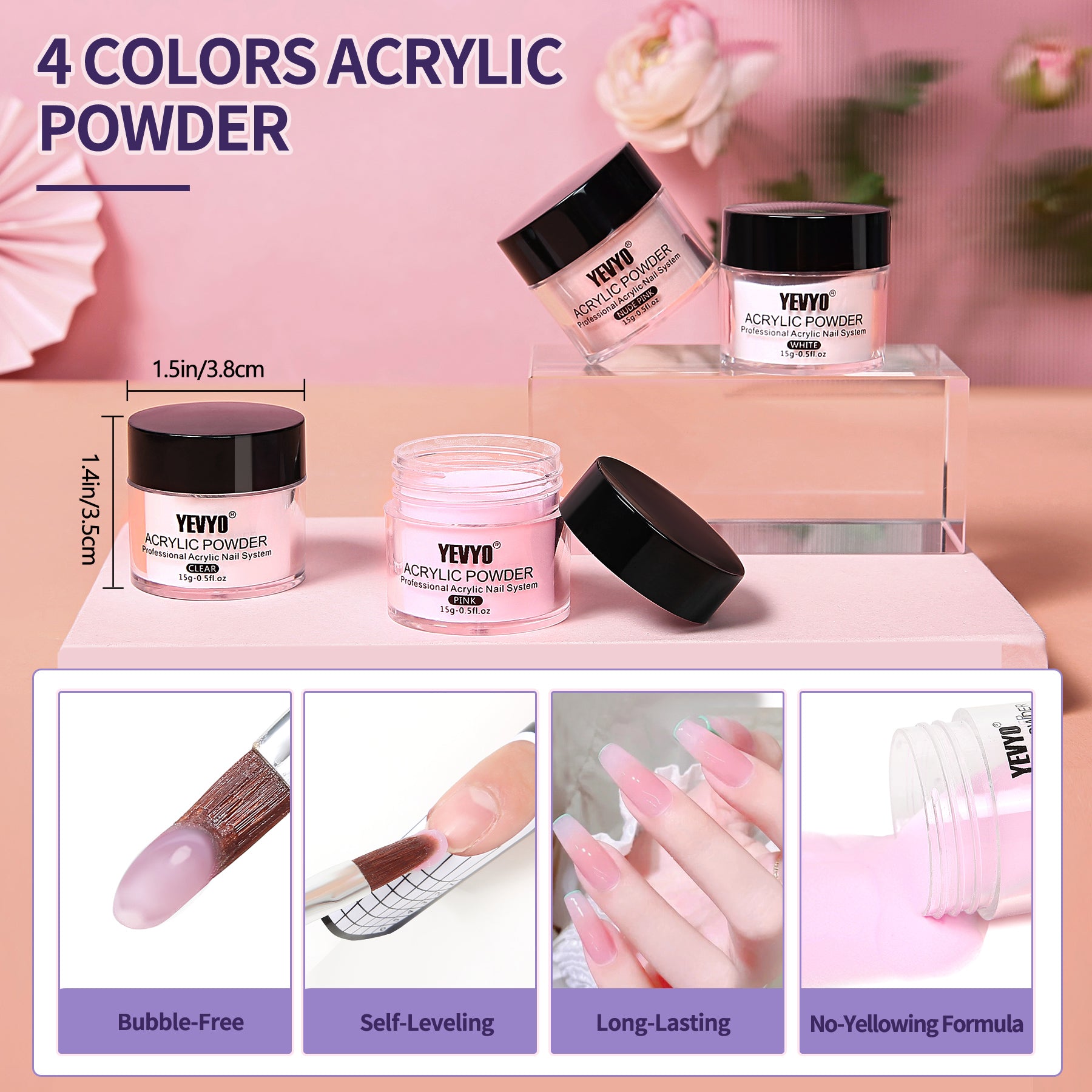 Acrylic Nail Kit, Acrylic Powder And Liquid Set, With Clear, Nude, Pink, White Nail Powder And Monomer, Professional Acr - image 3