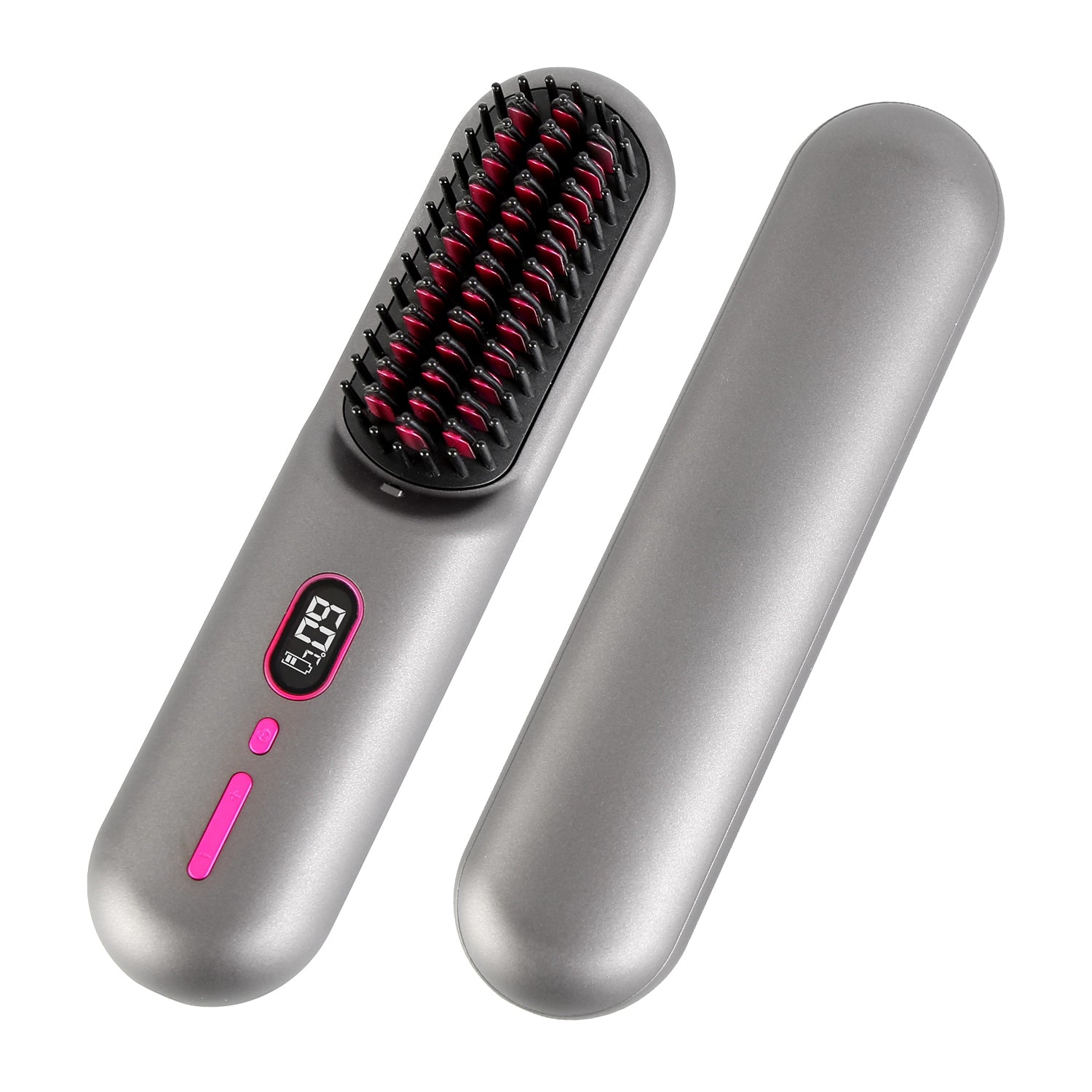 Grey-Black Options -- 1Pc Cordless Negative Ion Hair Straightener Brush Rechargeable Mini Styling Comb With 12 Heating L - image 5