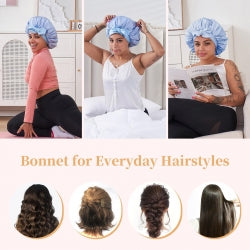 Silk Bonnet For Sleeping Women, Satin Hair Bonnet For Sleeping For Wavy Curly Natural Hair Women Men - image 3