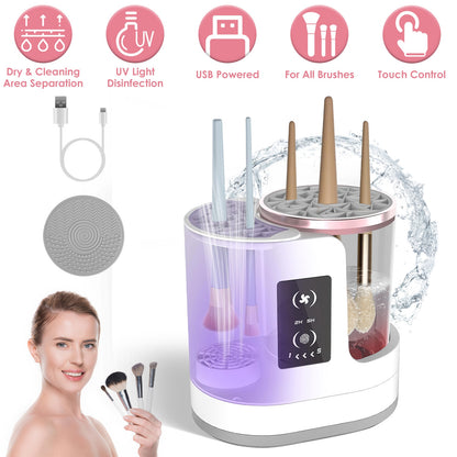 4 In 1 Electric Makeup Brush Cleaner USB Powered Automatic Brush Blender Machine With Timer Digital 