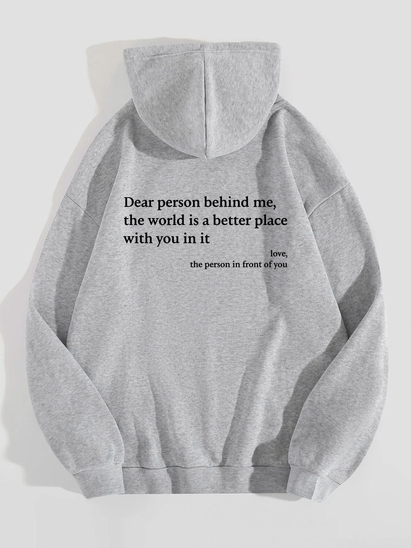 Dear Person Behind Me,the World Is A Better Place,with You In It,love,the Person In Front Of You,Women's Plush Letter Pr - image 5