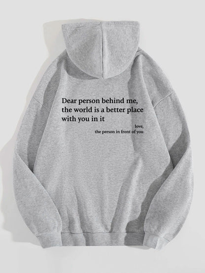 Dear Person Behind Me,the World Is A Better Place,with You In It,love,the Person In Front Of You,Women's Plush Letter Pr - image 5