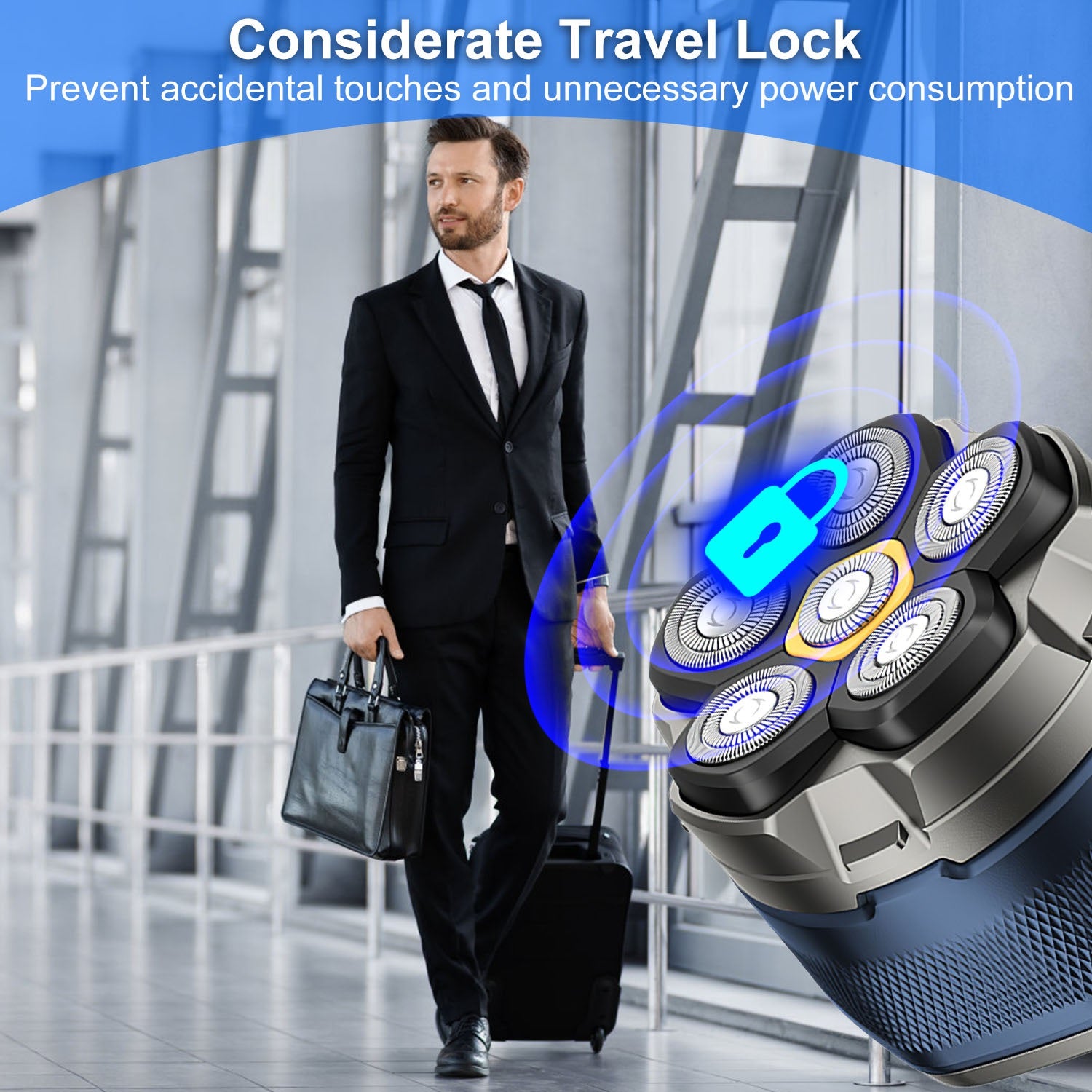 1Pc  Cordless Electric Head Shaver For Men 6D Magnetic Floating Head IPX6 Waterproof Wet Dry Shaving Electric Razor Type - image 8