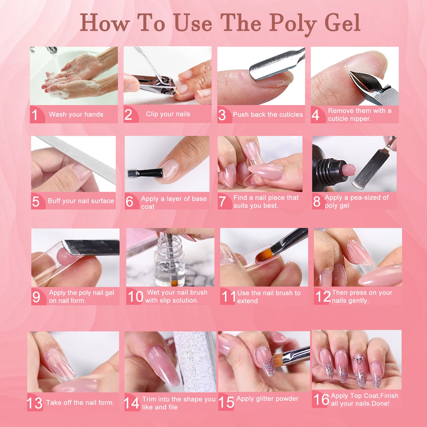 Poly Gel Nail Kit, Poly Nail Gel Kit With UV Lamp For Beginners With Everything, Gel Extension Nail Kit With Slip Soluti - image 2