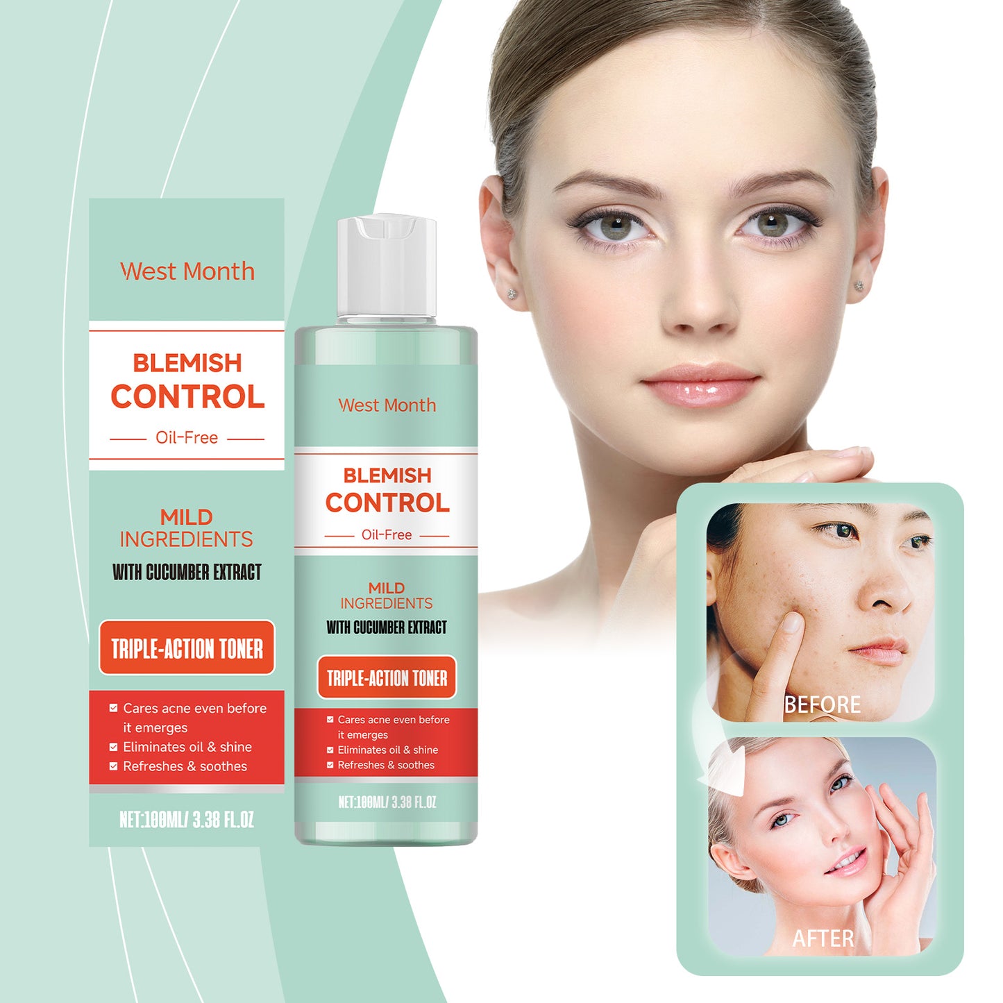 West&Month Facial Toner With Mild Ingredients To Lighten Acne, Nourish And Repair Facial Skin - image 6