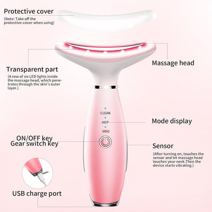 Neck Face Massager, Skin Care Face Massage Tool, 3-in-1 Facial Massager, Face Sculpting Tool With Thermals, Vibration - image 3