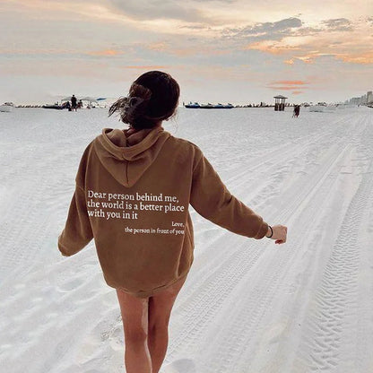 Dear Person Behind Me,the World Is A Better Place,with You In It,love,the Person In Front Of You,Women's Plush Letter Pr - image 9