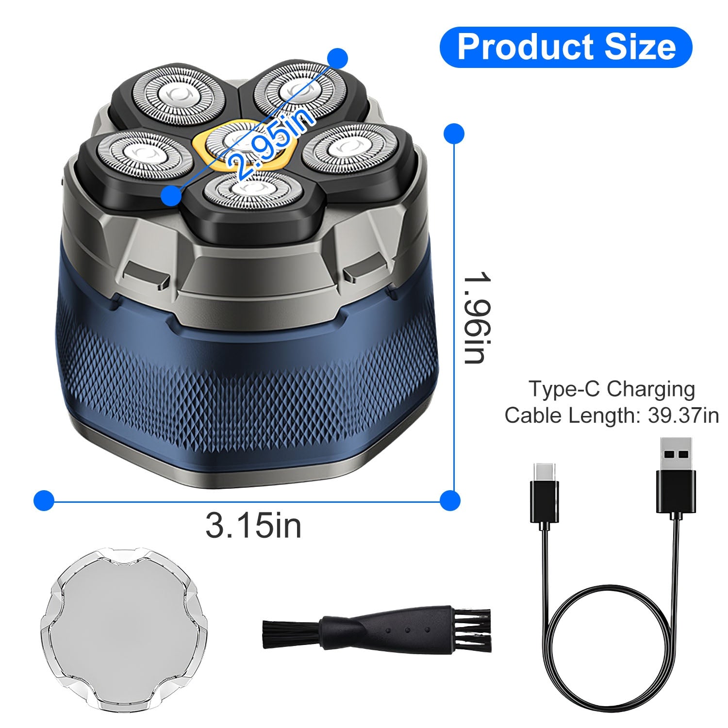 1Pc  Cordless Electric Head Shaver For Men 6D Magnetic Floating Head IPX6 Waterproof Wet Dry Shaving Electric Razor Type - image 10