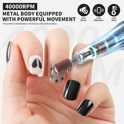 Professional Nail Drill, 40000RPM Electric Nail File For Acrylic Gel Nails Polishing Removing, Rechargeable Portable Cor - image 4