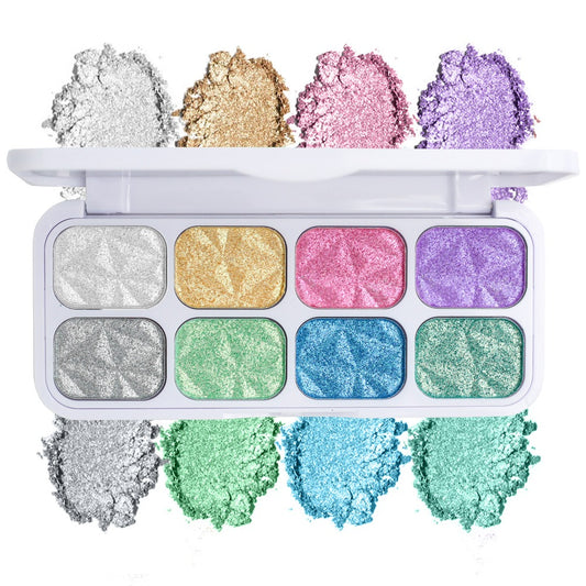 8 Colors Macaron Chameleon Eye Shadow Plate,Shimmer, Glitter, Iridescent Multichrome Holographic Eye