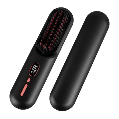 Grey-Black Options -- 1Pc Cordless Negative Ion Hair Straightener Brush Rechargeable Mini Styling Comb With 12 Heating L - image 6
