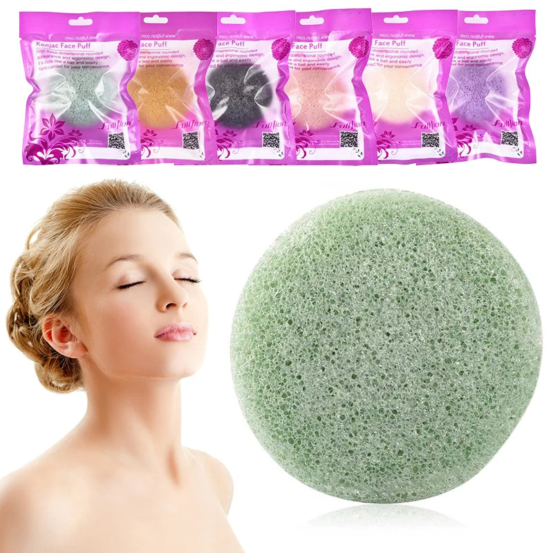 Konjac Sponge For Washing Face Round Konjac Konnyaku Sponge Facial Cleansing Exfoliator Bathing Puff