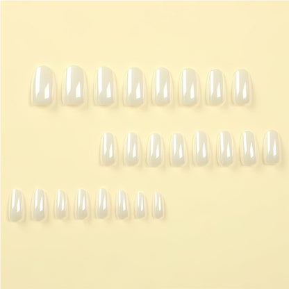 24 PCS Aurora White Nail Art, Length Long Water Pipe Fake Nails, Had Nail Tips False Nail - image 2
