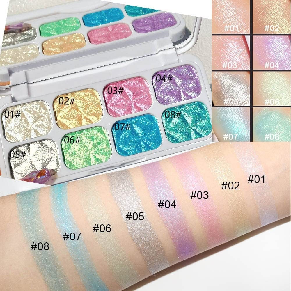 8 Colors Macaron Chameleon Eye Shadow Plate,Shimmer, Glitter, Iridescent Multichrome Holographic Eyeshadow For Face & Ch - image 5
