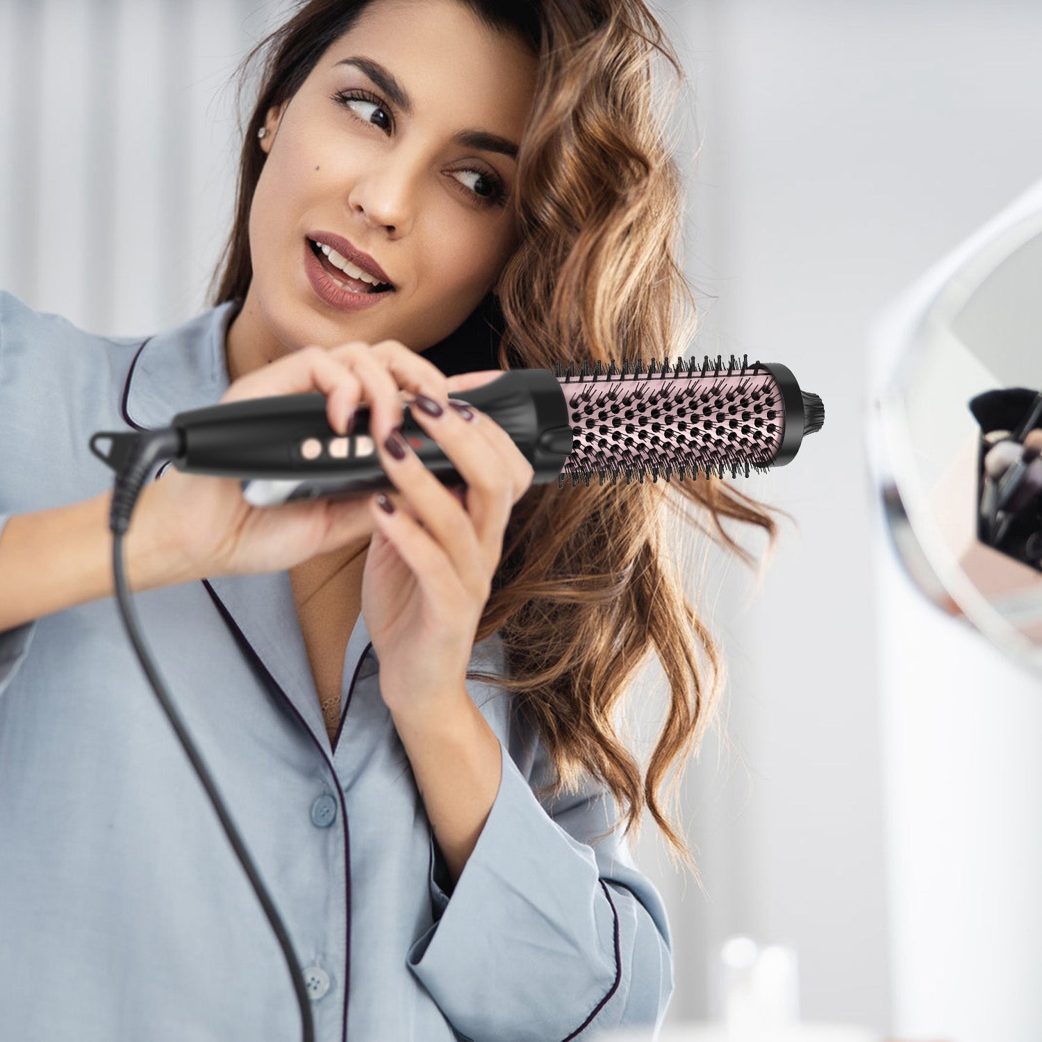 1Pc 3 In 1 Thermal Brush Hair Curler Brush Hair Curler Straightener With 10 Heating Levels 30S Fast Heating Fit For All  - image 4
