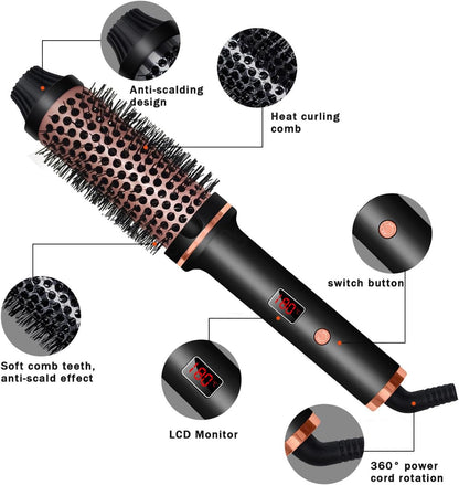 Thermal Brush 1.5 Inch Curling Iron Volumizing Brush Heated Round Brush Ceramic Tourmaline Ionic Curling Comb Dual Volta - image 4