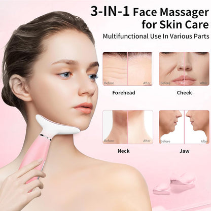 Neck Face Massager, Skin Care Face Massage Tool, 3-in-1 Facial Massager, Face Sculpting Tool With Thermals, Vibration - image 5