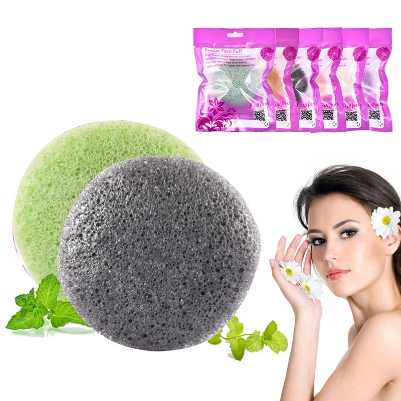 Konjac Sponge For Washing Face Round Konjac Konnyaku Sponge Facial Cleansing Exfoliator Bathing Puff Face Wash Puff - image 9