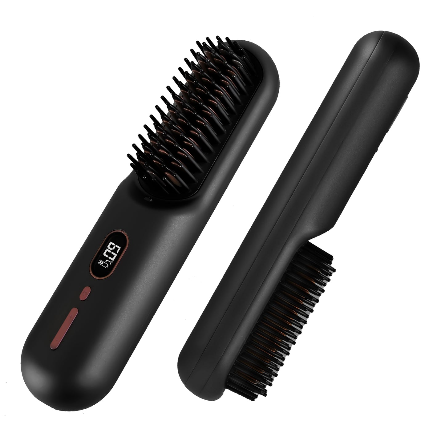 Grey-Black Options -- 1Pc Cordless Negative Ion Hair Straightener Brush Rechargeable Mini Styling Comb With 12 Heating L - image 7