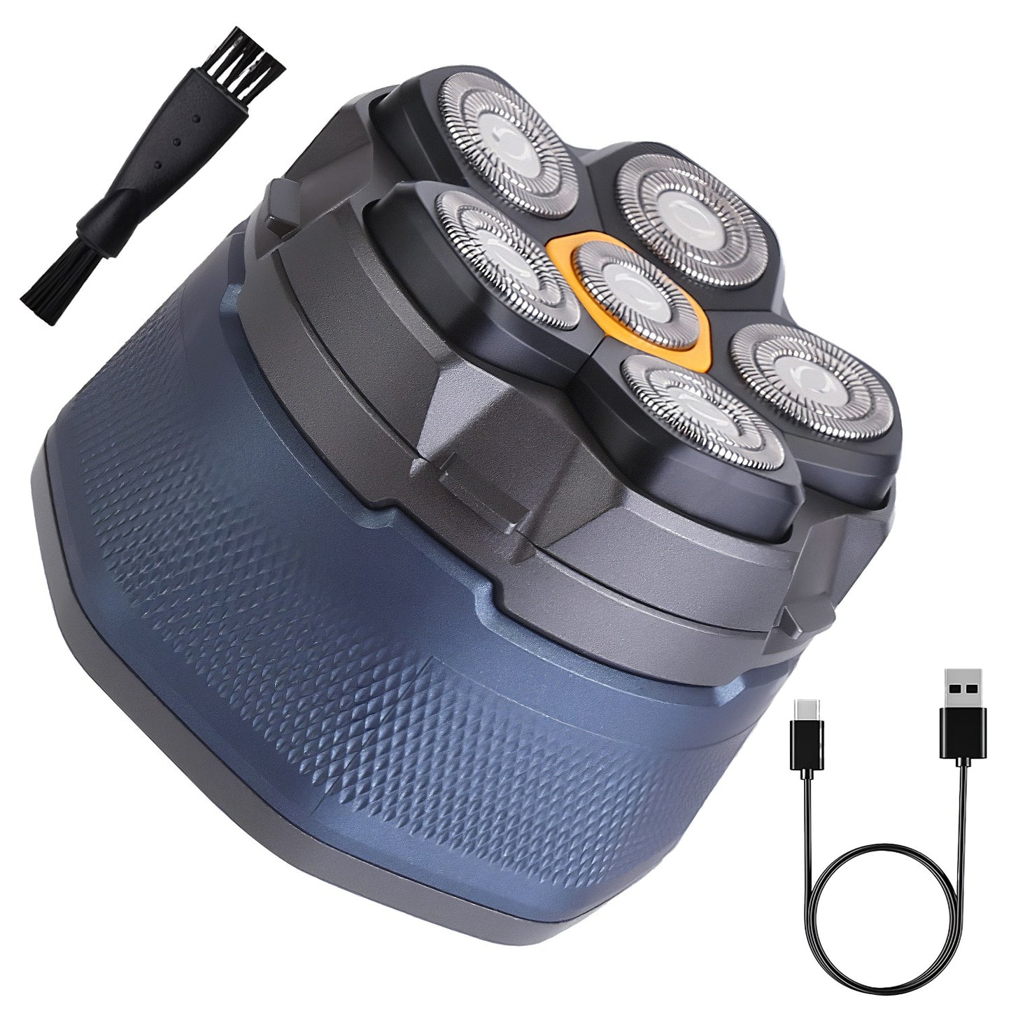 1Pc  Cordless Electric Head Shaver For Men 6D Magnetic Floating Head IPX6 Waterproof Wet Dry Shaving