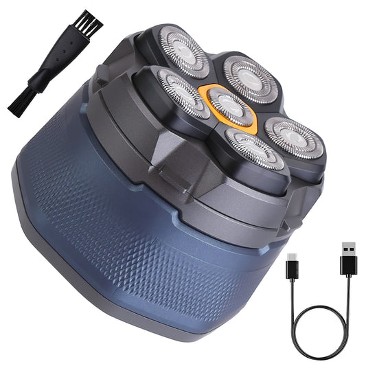 1Pc  Cordless Electric Head Shaver For Men 6D Magnetic Floating Head IPX6 Waterproof Wet Dry Shaving