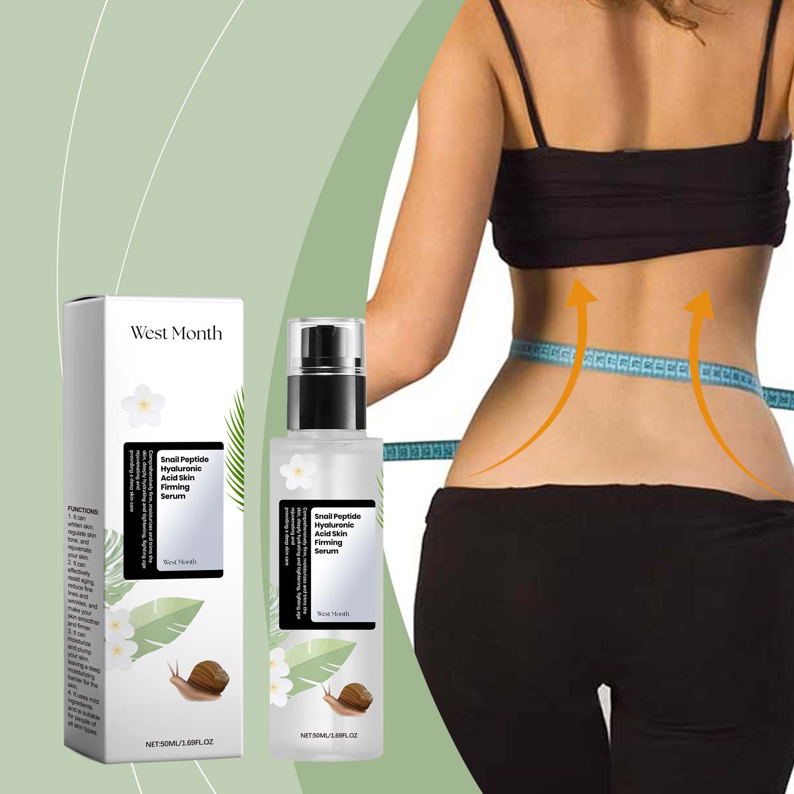 West&Month Snail Peptide Hyaluronic Acid Firming Serum Moisturizes And Tights Skin, Firming And Smoothing Skin Lines - image 4