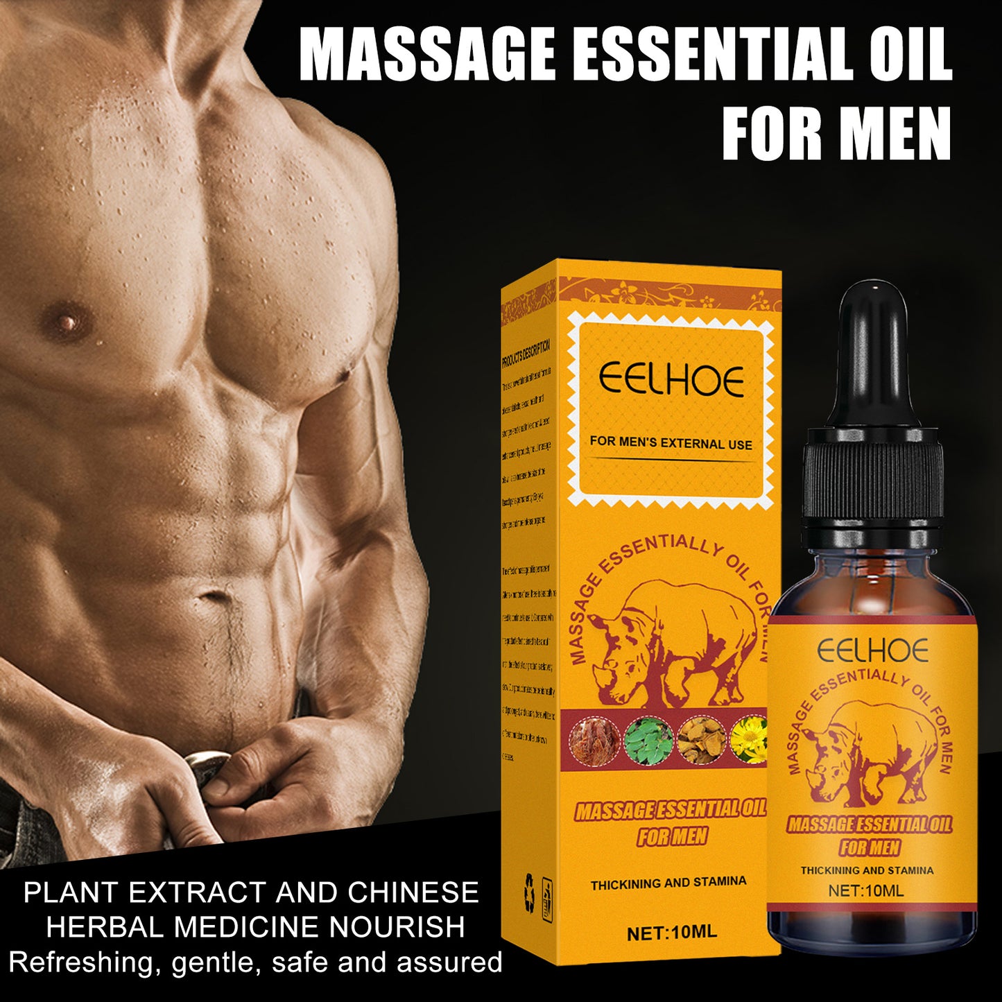 EELHOE Men's Massage Essential Oil, Men's Strength Body Exercise Care Massage Care Essential Oil - image 5
