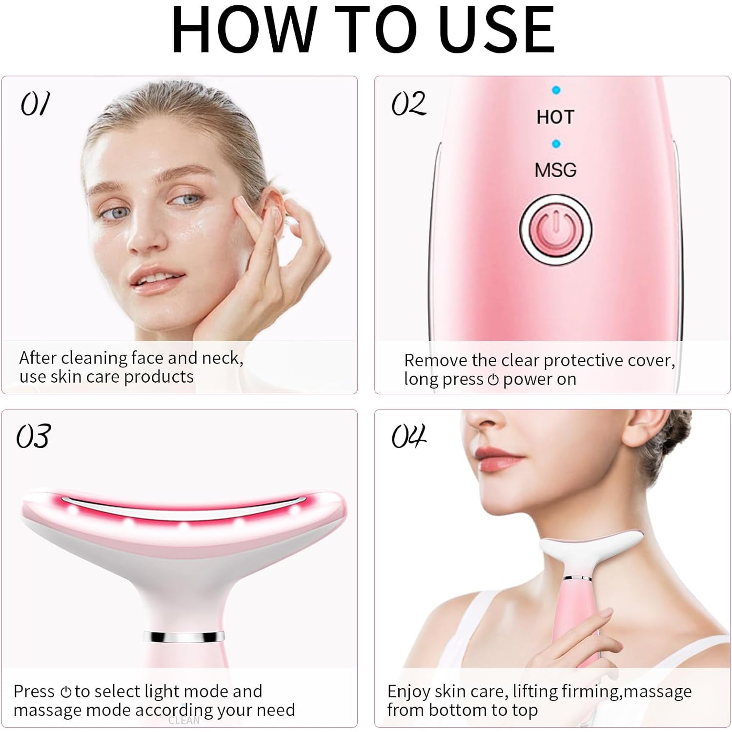 Neck Face Massager, Skin Care Face Massage Tool, 3-in-1 Facial Massager, Face Sculpting Tool With Thermals, Vibration - image 8