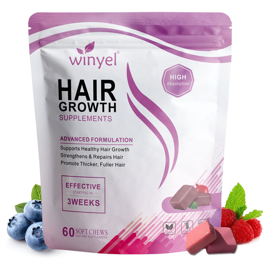 WINYEL Hair Growth Soft Chewables, Containing Hair Growth Vitamins For Men And Women, Biotin, To Hel