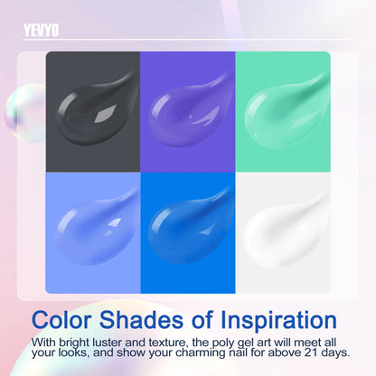 6 PCS Polygel Nail Kit With UV Nail Lamp, Slip Solution, Top Base Coat, Builder Nails Art Tools For Beginners - image 7