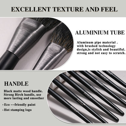 High-quality Makeup Brushes With Wooden Handles, Premium Natural 10pcs Makeup Brushes. - image 2