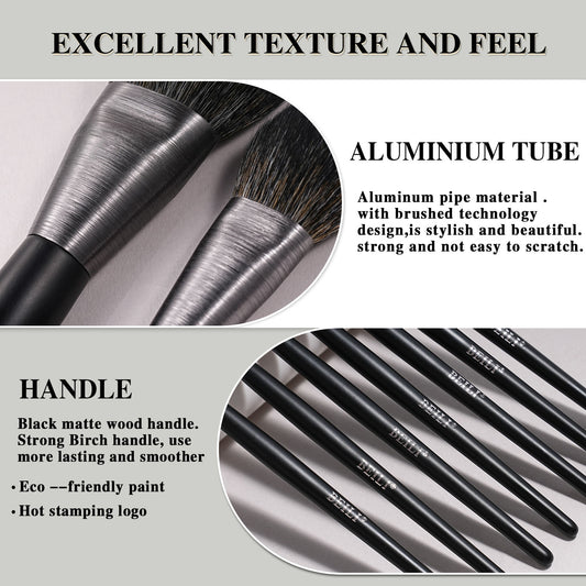 High-quality Makeup Brushes With Wooden Handles, Premium Natural 10pcs Makeup Brushes. - image 2