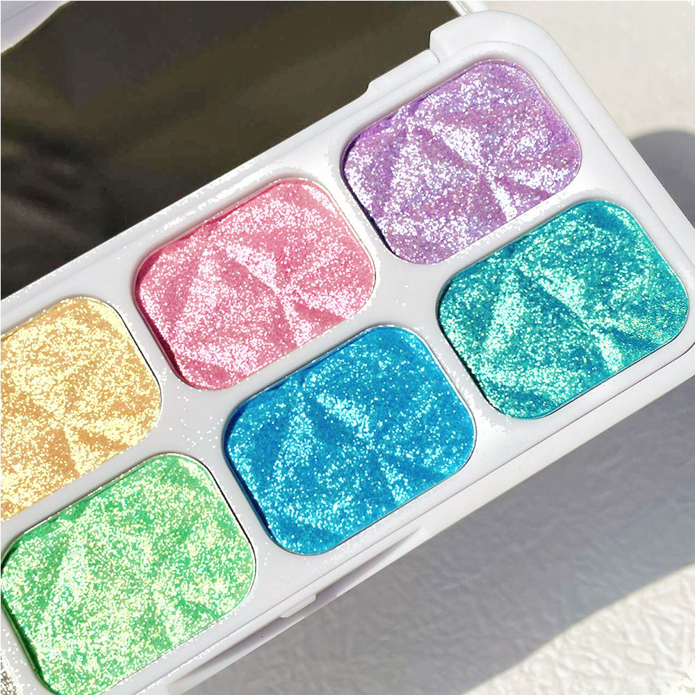 8 Colors Macaron Chameleon Eye Shadow Plate,Shimmer, Glitter, Iridescent Multichrome Holographic Eyeshadow For Face & Ch - image 4