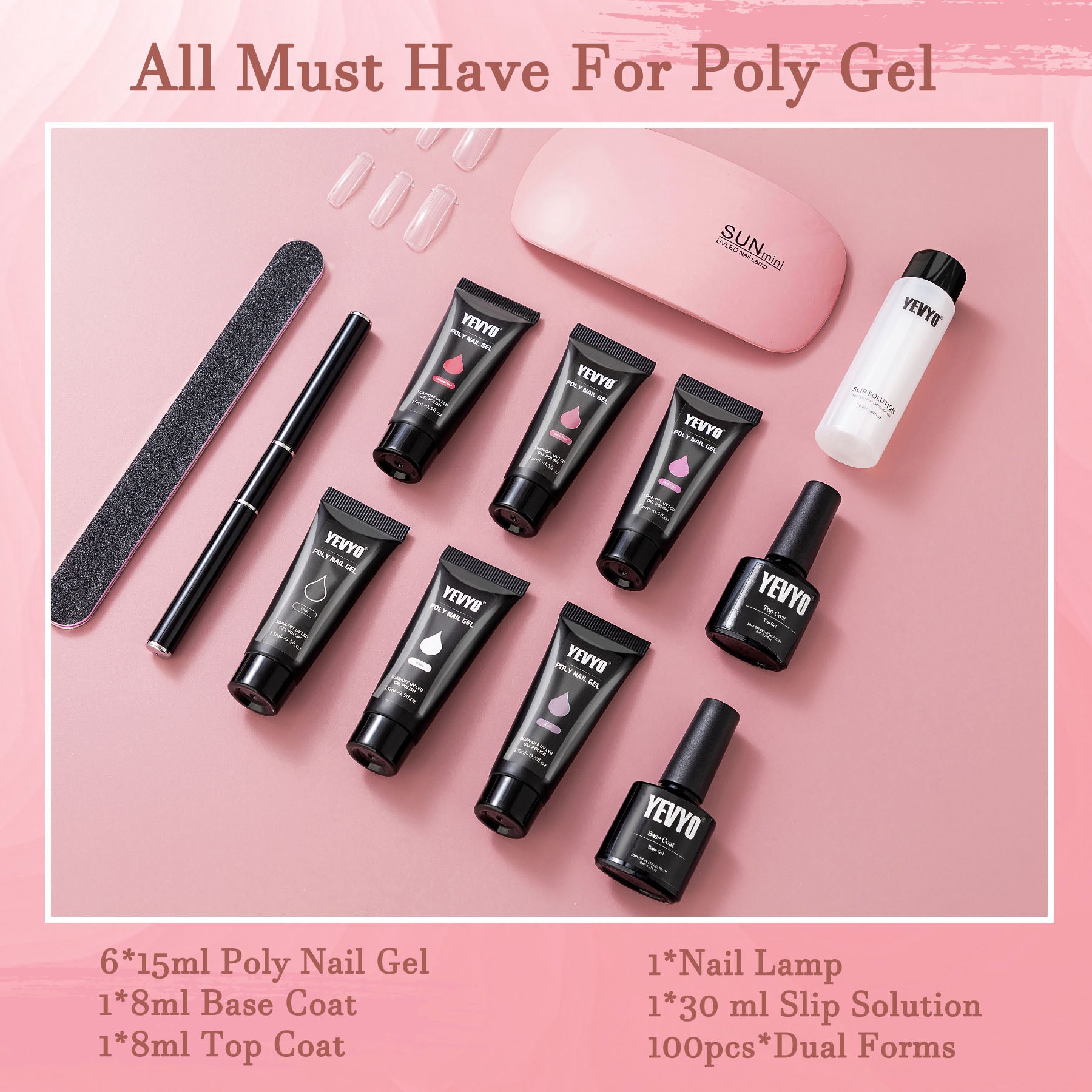 Poly Gel Nail Kit, Poly Nail Gel Kit With UV Lamp For Beginners With Everything, Gel Extension Nail Kit With Slip Soluti - image 9